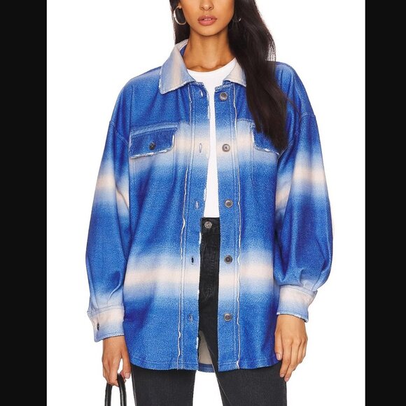 NWOT Free People Printed Ruby Jacket in Deep Sea Comb Size Medium - Picture 1 of 11